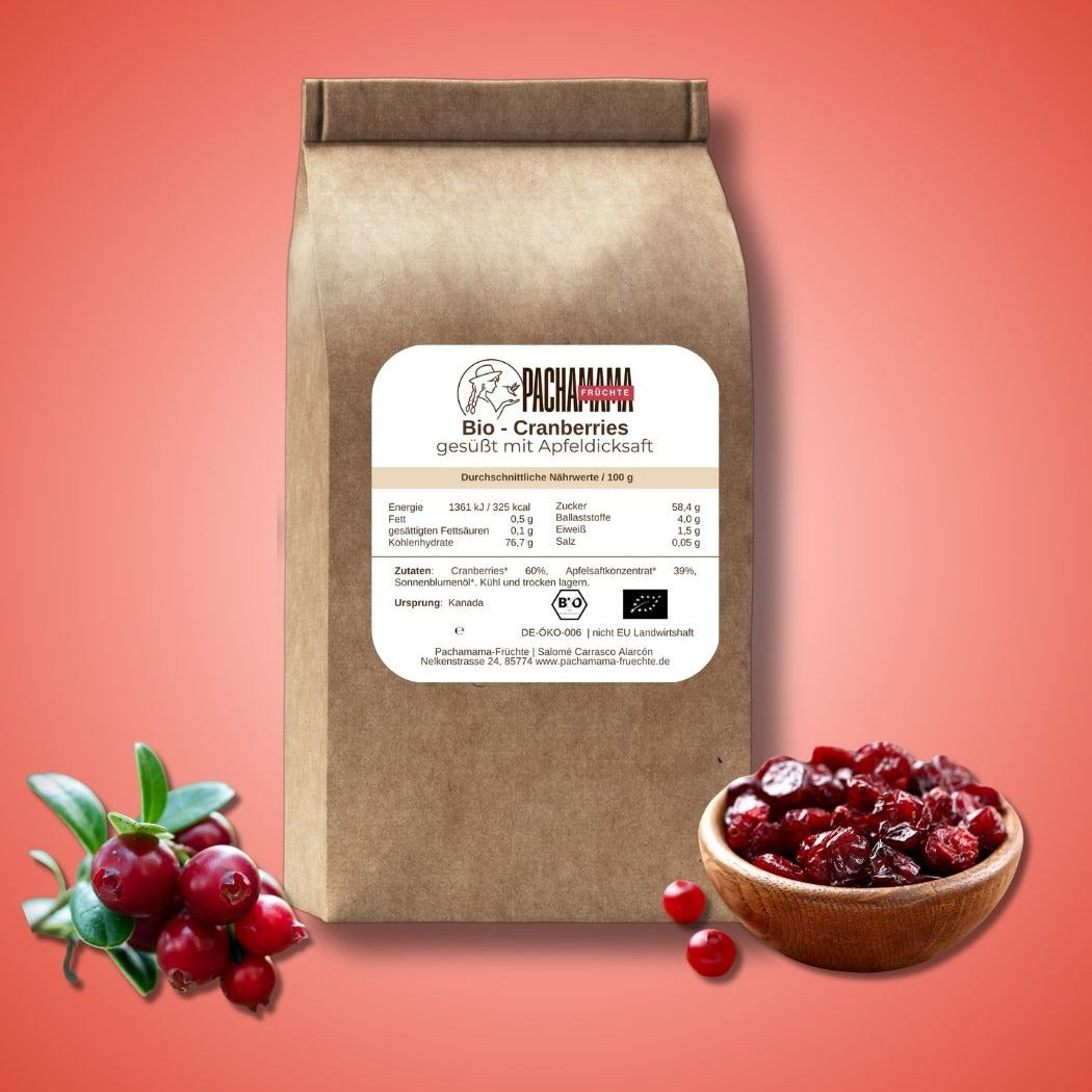 Bio Cranberries gesüßt mit Apfeldicksaft