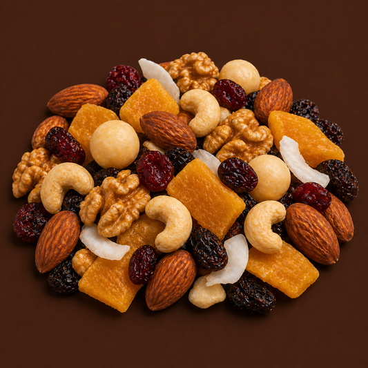 FlowTropic Bio Nuss-Frucht-Mix mit Macadamia und Mango – exotischer Snack mit Nüssen und Trockenfrüchten